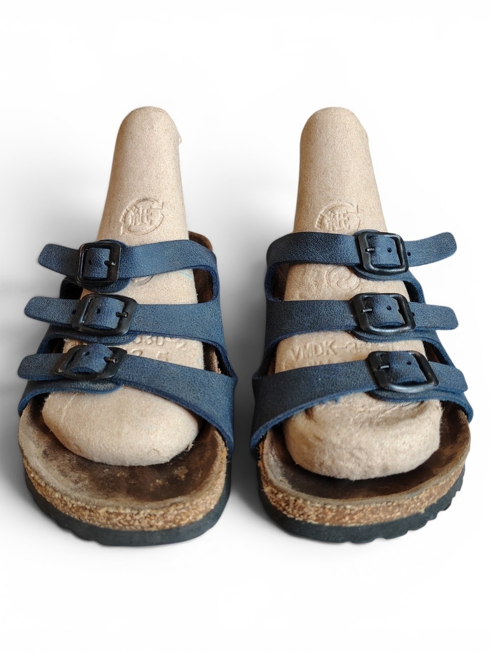 Birkinstock Florida Birko-Flor Women's Midnight Blue Leather Sandals Size 37/L6